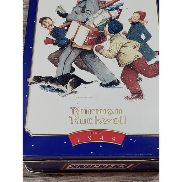 1996 Norman Rockwell Limited Edition Snickers Candy Bar Christmas Tin Empty - Picture 2 of 10